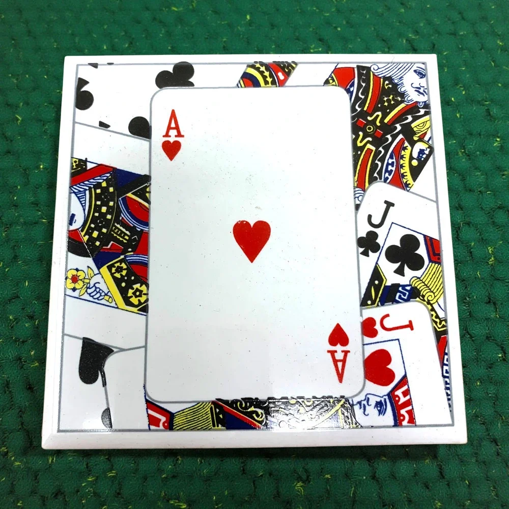 Vintage NEW Aces High Playing Card Ceramic Porcelain Coasters Cork Backed 4.25